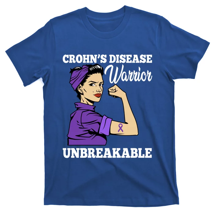 Unbreakable Warrior Crohn's Disease Purple Ribbon Gift T-Shirt