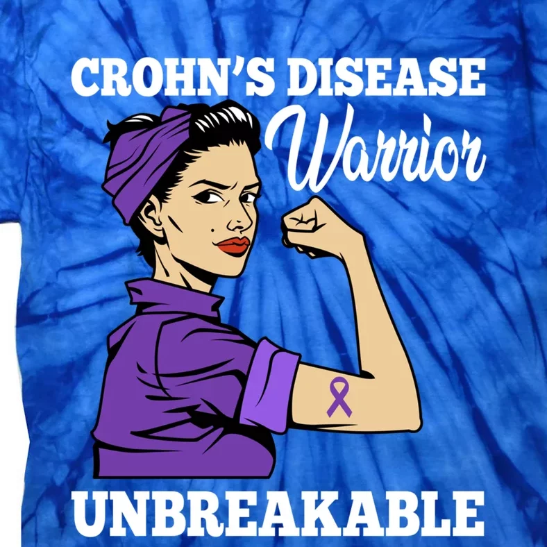 Unbreakable Warrior Crohn's Disease Purple Ribbon Gift Tie-Dye T-Shirt