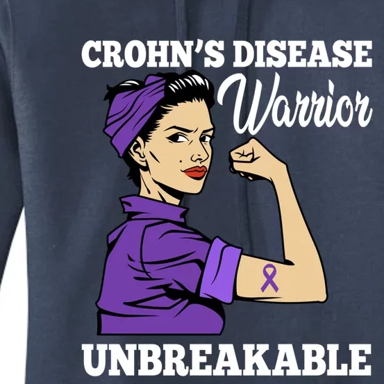 Unbreakable Warrior Crohn's Disease Purple Ribbon Gift Women's Pullover Hoodie