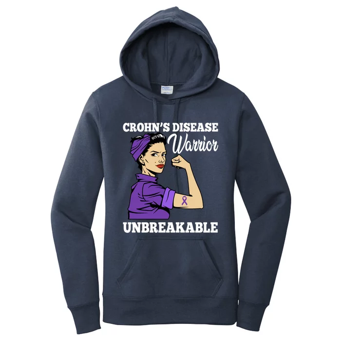 Unbreakable Warrior Crohn's Disease Purple Ribbon Gift Women's Pullover Hoodie