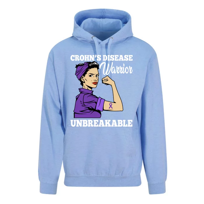 Unbreakable Warrior Crohn's Disease Purple Ribbon Gift Unisex Surf Hoodie