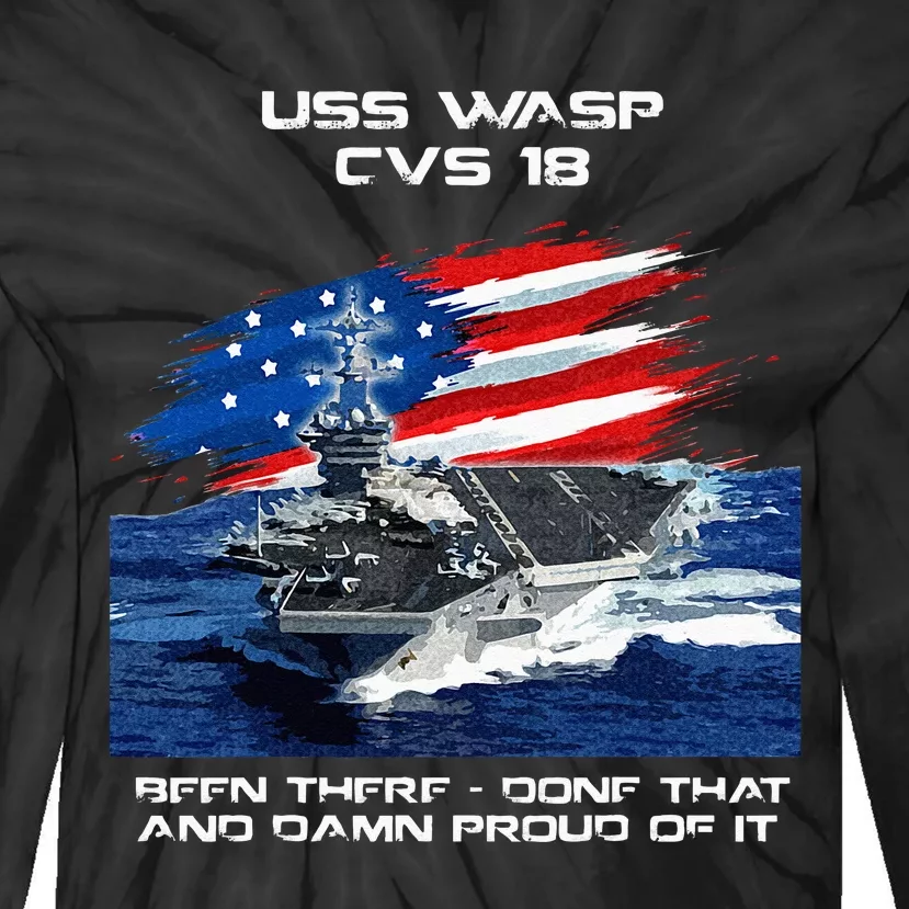 USS Wasp CVS 18 Aircraft Carrier Veteran USA Flag Christmas Tie-Dye Long Sleeve Shirt