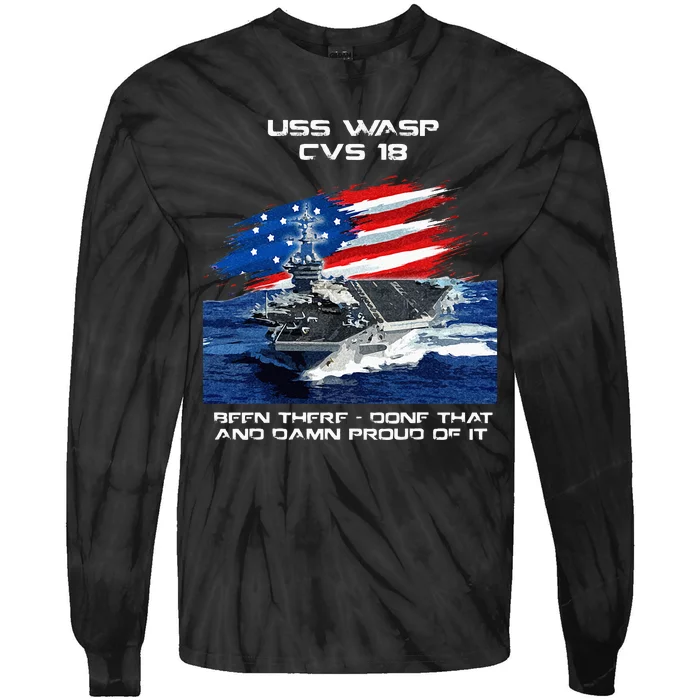 USS Wasp CVS 18 Aircraft Carrier Veteran USA Flag Christmas Tie-Dye Long Sleeve Shirt