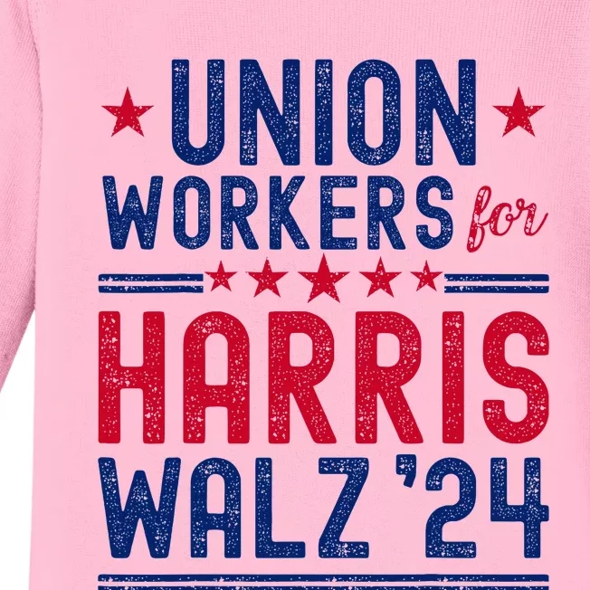 Union Workers For Harris Walz 2024 Presidential Election Baby Long Sleeve Bodysuit