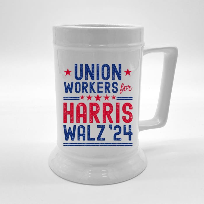 Union Workers For Harris Walz 2024 Presidential Election Front & Back Beer Stein