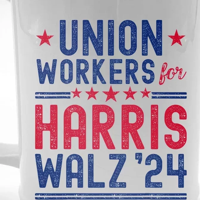 Union Workers For Harris Walz 2024 Presidential Election Front & Back Beer Stein