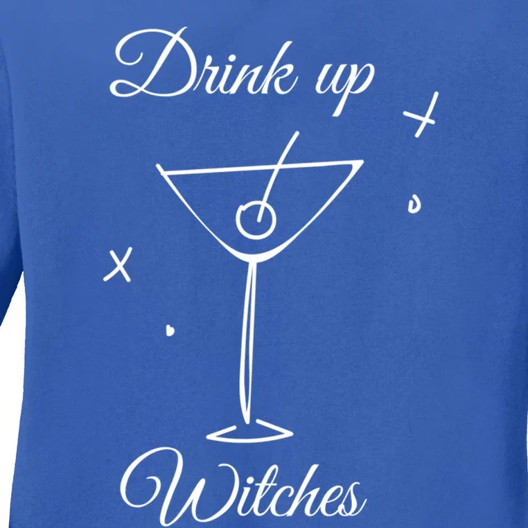 Up Witches Funny Ing Wine Halloween Costume Gift Ladies Long Sleeve Shirt