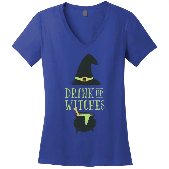 Up Witches Funny Ing Alcohol Beer Quote Humor Gift Women's V-Neck T-Shirt