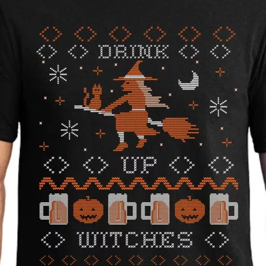 Up Witches Funny Ugly Halloween Flying Witch Gift Pajama Set