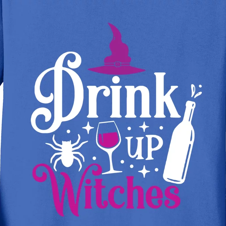 Up Witches Gift Funny Wine Lover Ing Halloween Meaningful Gift Kids Long Sleeve Shirt