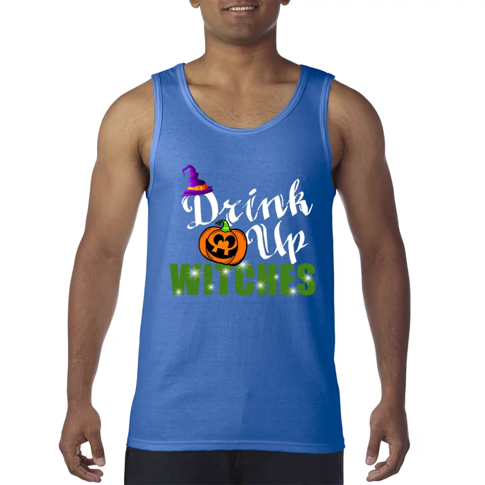 Up Witches Halloween Design With Pumpkin And Hat Gift Tank Top