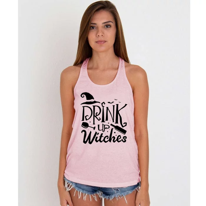 Up Witches Halloween Fan Funny Halloween Gift Women's Knotted Racerback Tank