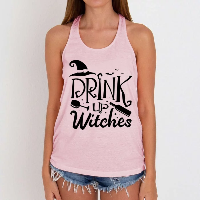 Up Witches Halloween Fan Funny Halloween Gift Women's Knotted Racerback Tank