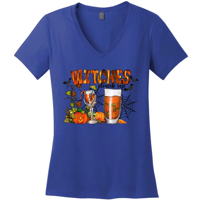 Up Witches Halloween Ing Witch Funny Gift Women's V-Neck T-Shirt