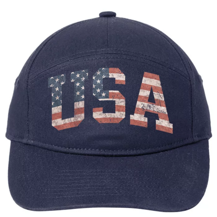 USA Women Men Patriotic American Flag Distressed 7-Panel Snapback Hat