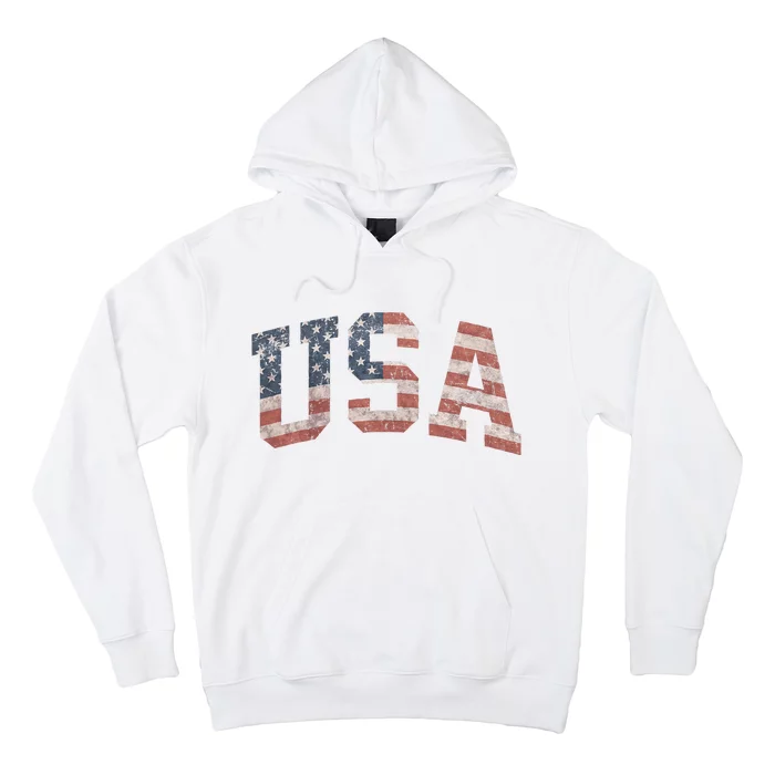 USA Women Men Patriotic American Flag Distressed Hoodie