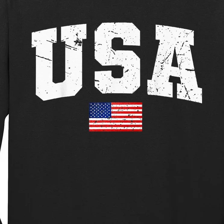 USA Women Men Kids Patriotic American Flag July 4th Tall Long Sleeve T-Shirt