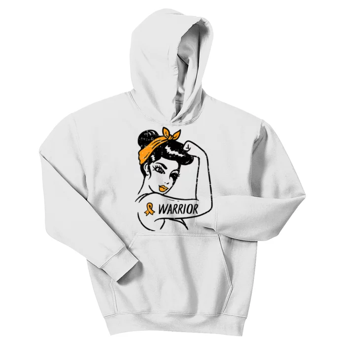 Unbreakable Warrior Orange Ribbon Leukemia Awareness Kids Hoodie