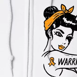 Unbreakable Warrior Orange Ribbon Leukemia Awareness Full Zip Hoodie