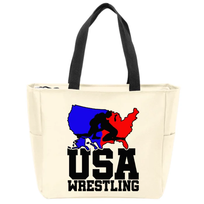 Usa Wrestling Patriotic American Flag Sports Wrestling Zip Tote Bag