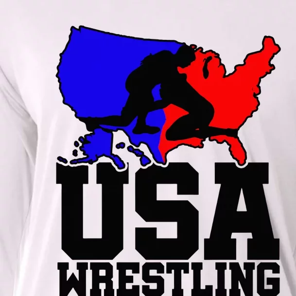 Usa Wrestling Patriotic American Flag Sports Wrestling Cooling Performance Long Sleeve Crew