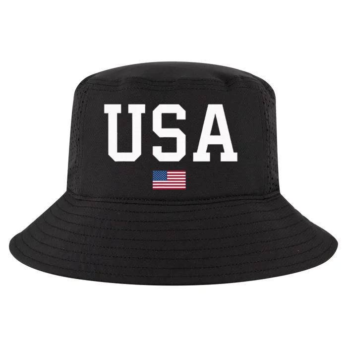 Usa Women Patriotic American Flag Cool Comfort Performance Bucket Hat