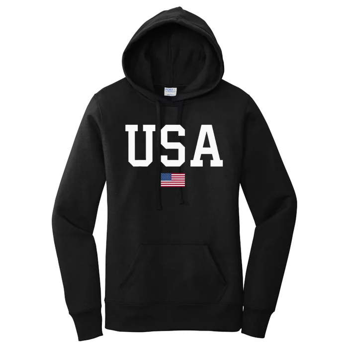 Usa Women Patriotic American Flag Women's Pullover Hoodie