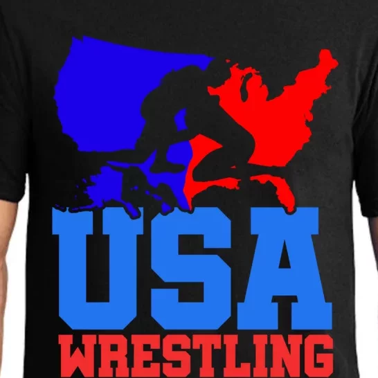 Usa Wrestling Patriotic American Flag Sports Wrestling Gift Pajama Set