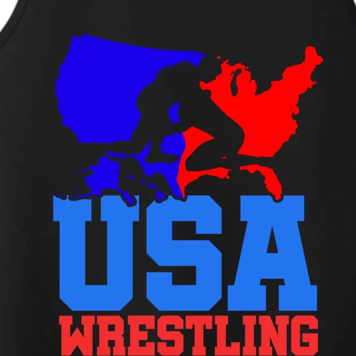 Usa Wrestling Patriotic American Flag Sports Wrestling Gift Performance Tank