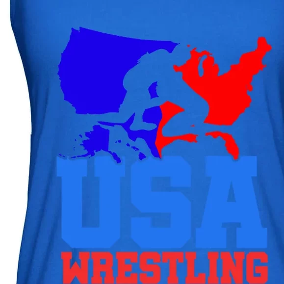 Usa Wrestling Patriotic American Flag Sports Wrestling Gift Ladies Essential Flowy Tank