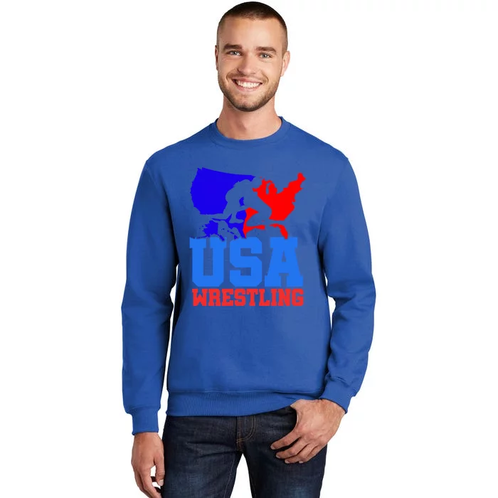 Usa Wrestling Patriotic American Flag Sports Wrestling Gift Tall Sweatshirt