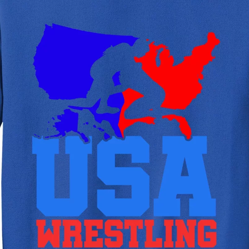 Usa Wrestling Patriotic American Flag Sports Wrestling Gift Tall Sweatshirt