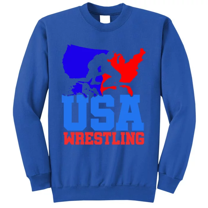 Usa Wrestling Patriotic American Flag Sports Wrestling Gift Tall Sweatshirt