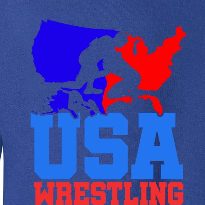 Usa Wrestling Patriotic American Flag Sports Wrestling Gift Toddler Sweatshirt