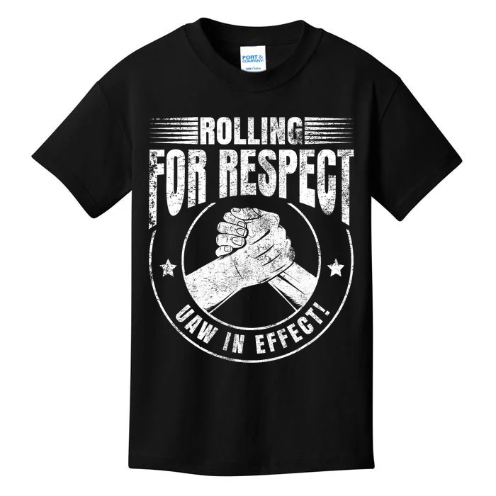 UAW Worker Rolling For Respect UAW In Effect Union Laborer Kids T-Shirt