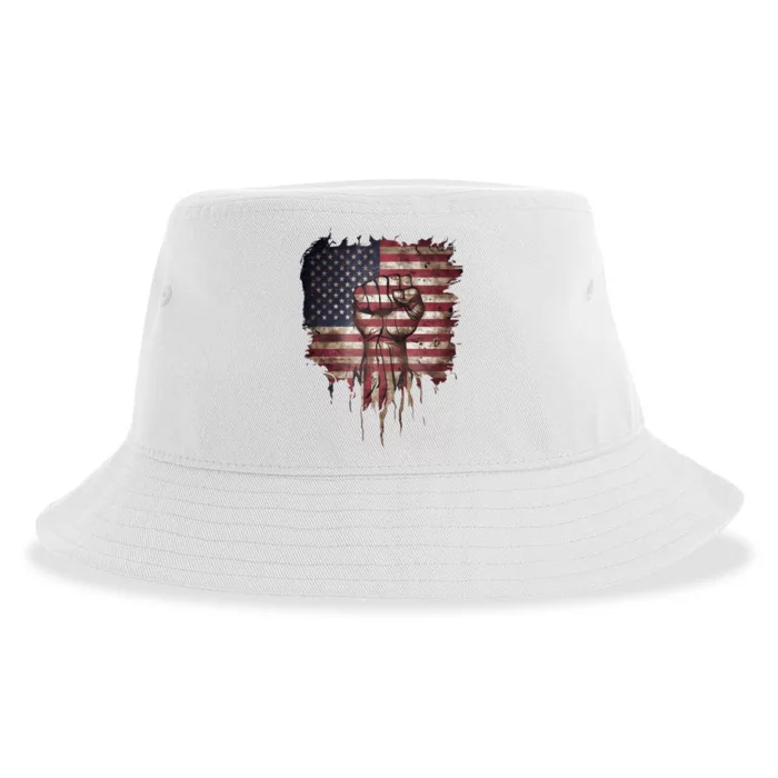 United We Stand Patriotic Gift Usa Flag Sustainable Bucket Hat