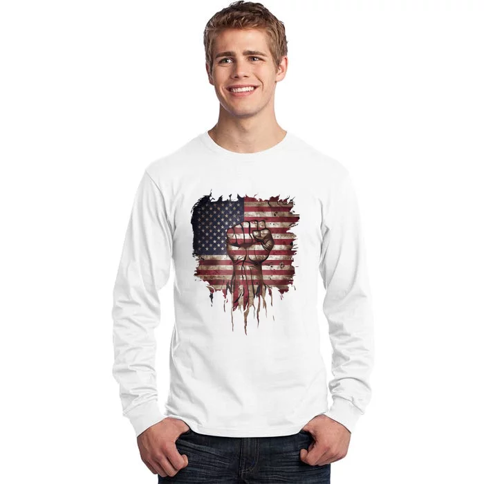 United We Stand Patriotic Gift Usa Flag Tall Long Sleeve T-Shirt