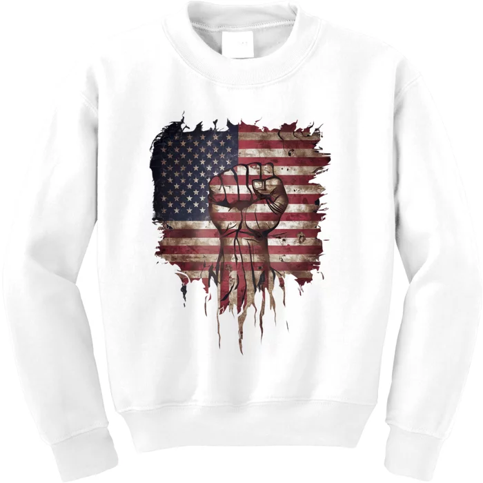 United We Stand Patriotic Gift Usa Flag Kids Sweatshirt