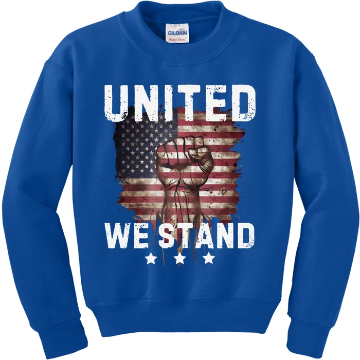 United We Stand Patriotic Gift Usa Flag Kids Sweatshirt