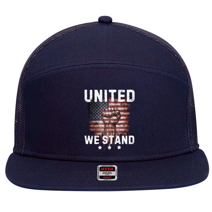 United We Stand Patriotic Gift Usa Flag 7 Panel Mesh Trucker Snapback Hat