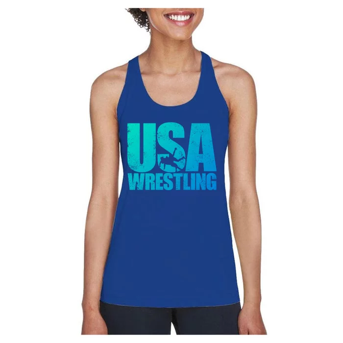 Usa Wrestling S Wrestling Team Patriot Usa Wrestler Cute Gift Women's Racerback Tank