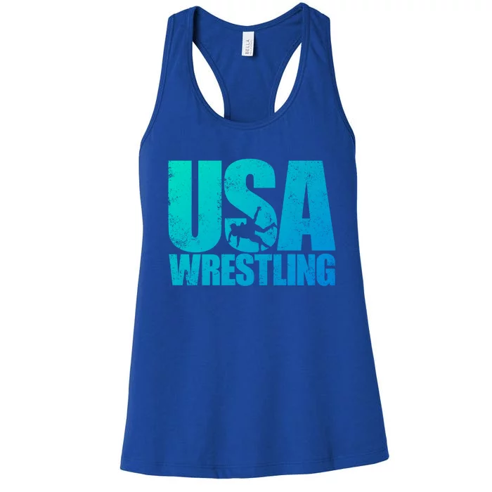 Usa Wrestling S Wrestling Team Patriot Usa Wrestler Cute Gift Women's Racerback Tank