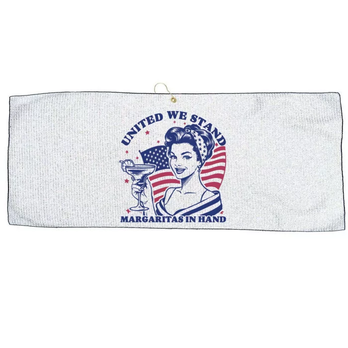 United We Stand Margaritas In Hand 4th July America Large Microfiber Waffle Golf Towel