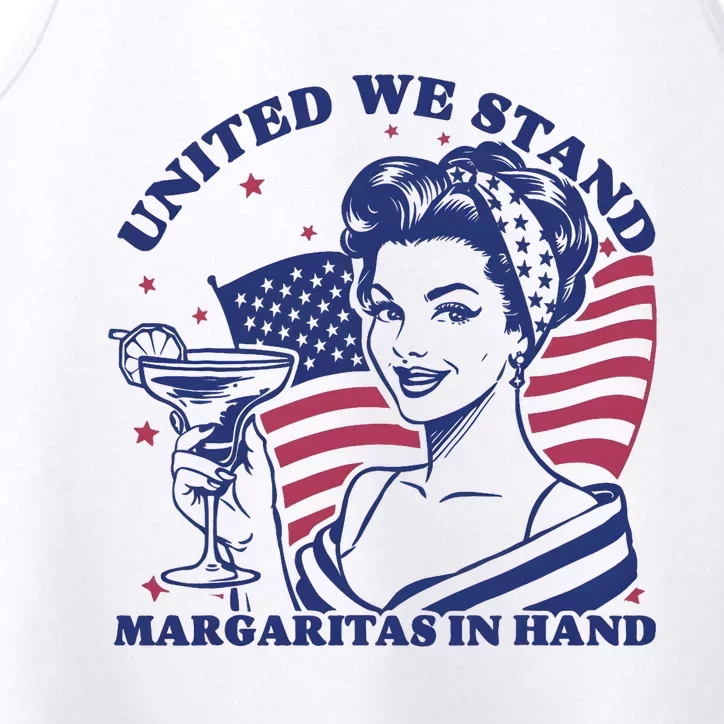 United We Stand Margaritas In Hand 4th July America Performance Tank