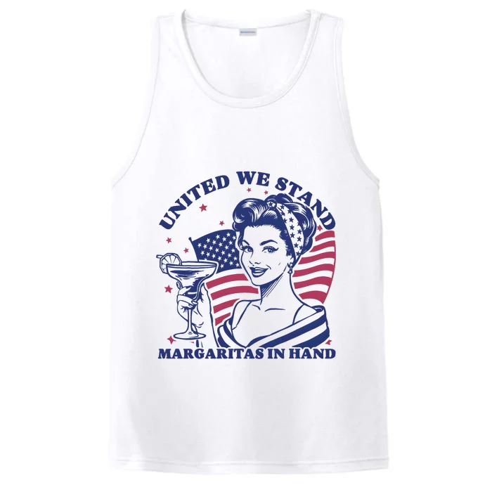 United We Stand Margaritas In Hand 4th July America Performance Tank