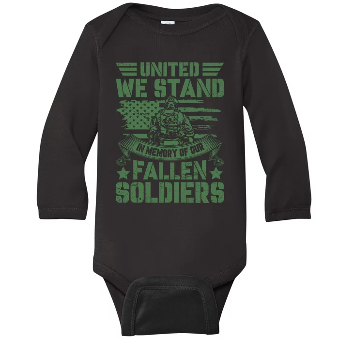 United We Stand Memorial Day Remembrance Baby Long Sleeve Bodysuit