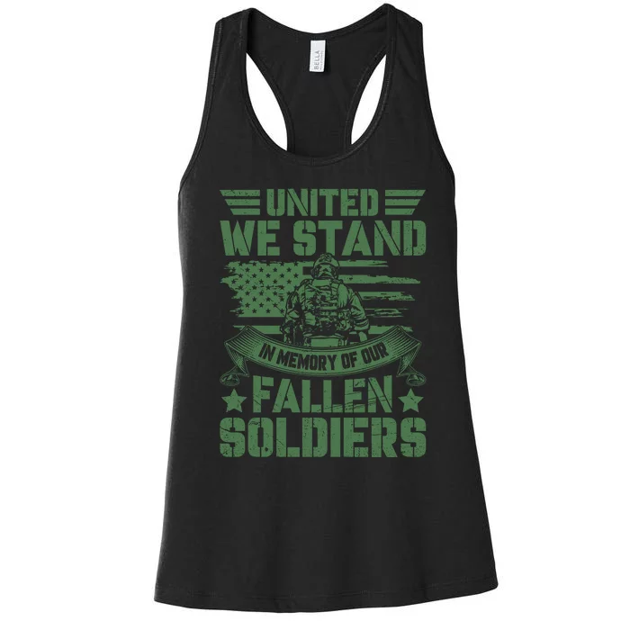 United We Stand Memorial Day Remembrance Women's Racerback Tank