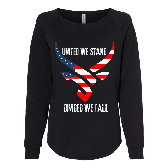 United We Stand Divided We Fall Usa Flag Womens California Wash Sweatshirt