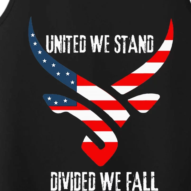 United We Stand Divided We Fall Usa Flag Performance Tank