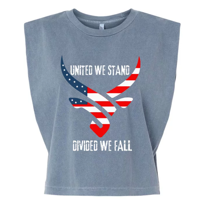 United We Stand Divided We Fall Usa Flag Garment-Dyed Women's Muscle Tee